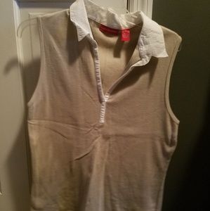 Tan sleeveless polo